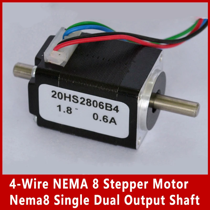 NEMA 8 Stepper Motor 4-Wire Dual Shaft for Embroidery Machines - Image 1