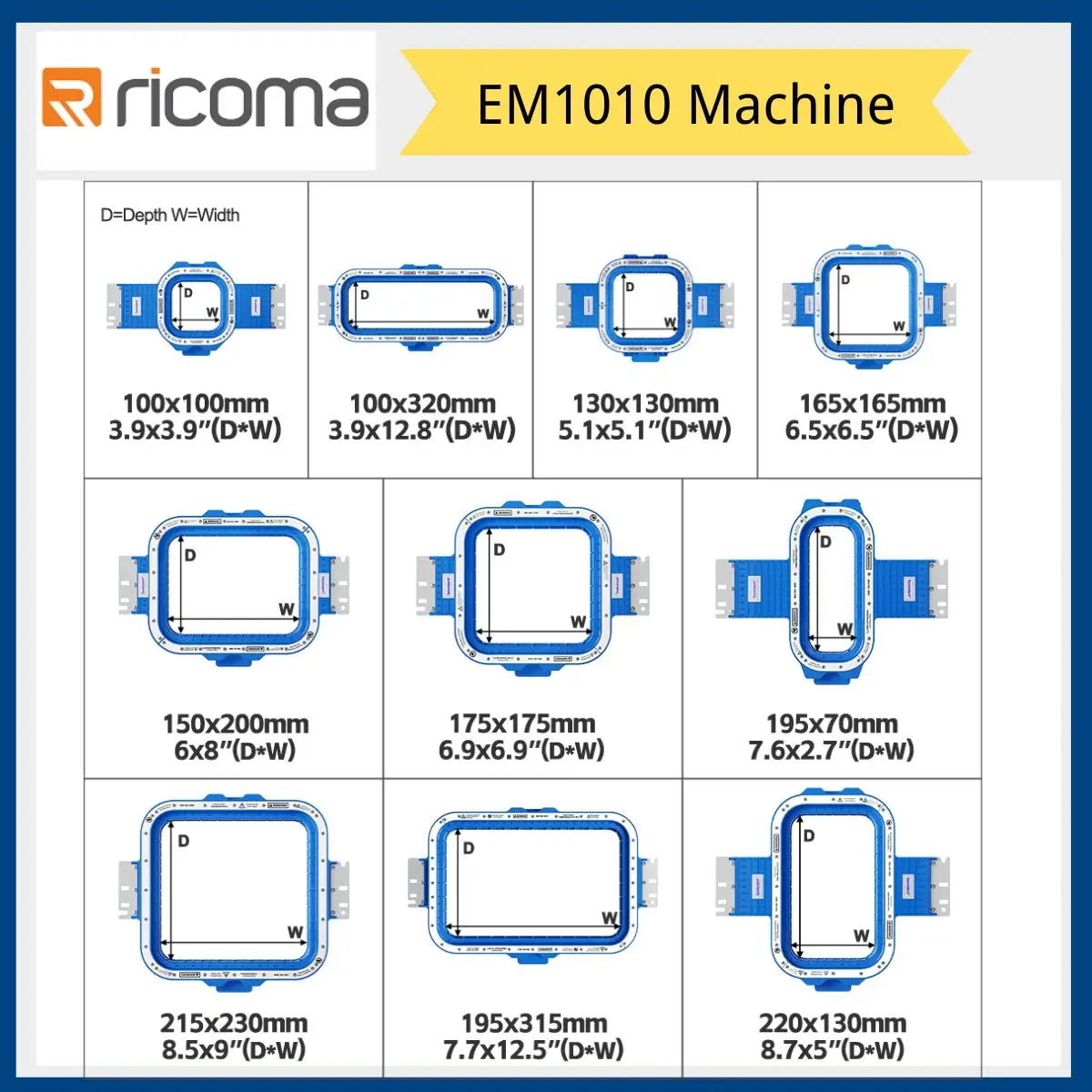 Magnetic Embroidery Hoops Mighty Hoop Frame for Ricoma EM1010 - Image 1