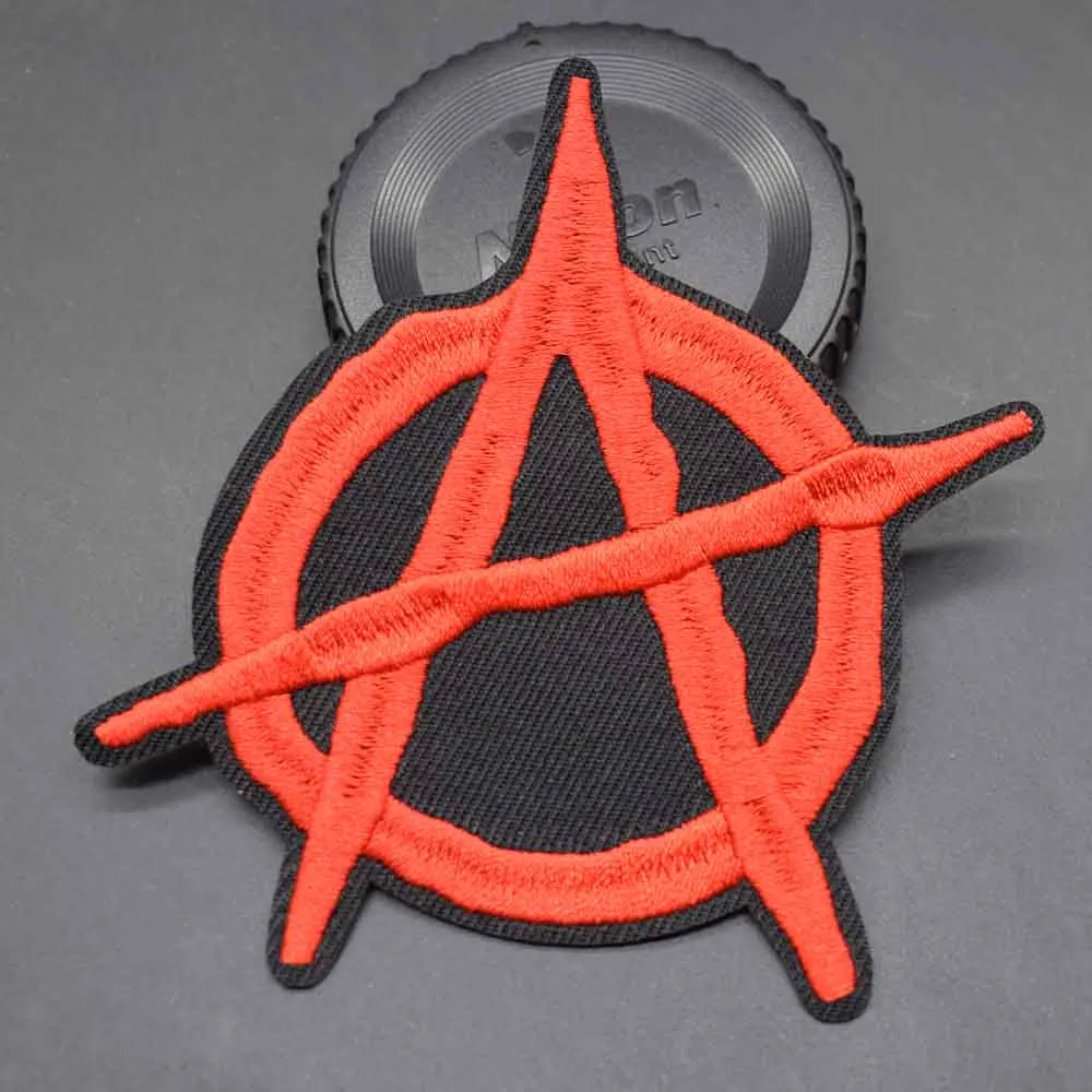 Red \'A\' Punk Anarchy Embroidered Patch | Iron-On Clothing Sticker for Caps & Bags - Image 1
