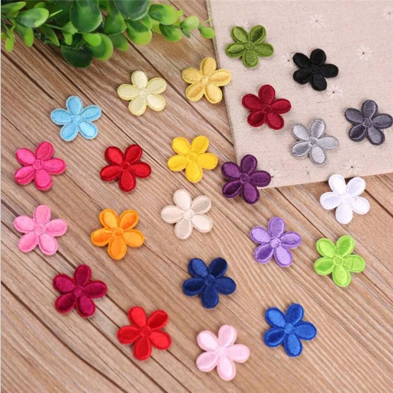 MAXSIN FUN 10PCS Cute Flower Iron-On Patches – Perfect for Kids\' Bags & Dress Embroidery - Image 1