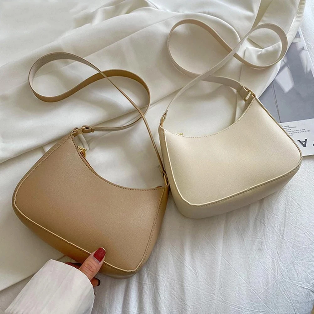 New Retro PU Leather Shoulder Bag for Women – Solid Color Fashion Underarm Hobo Handbag, Casual Everyday PU Leather Purse - Image 1