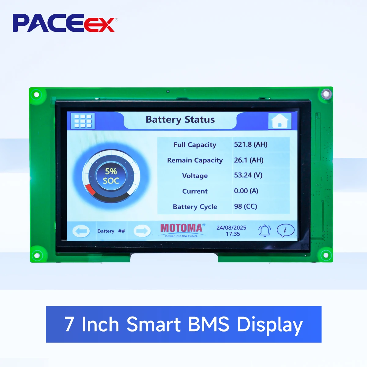 PACEex 7" Smart Color Touch Screen BMS Display Panel - Image 1