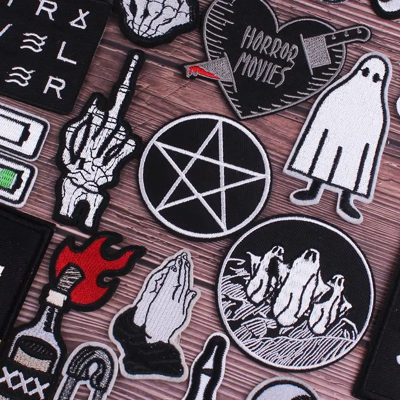 Ghost Skull Punk Embroidery Patches for Jackets - Iron-On Clothing Accessories - Image 1