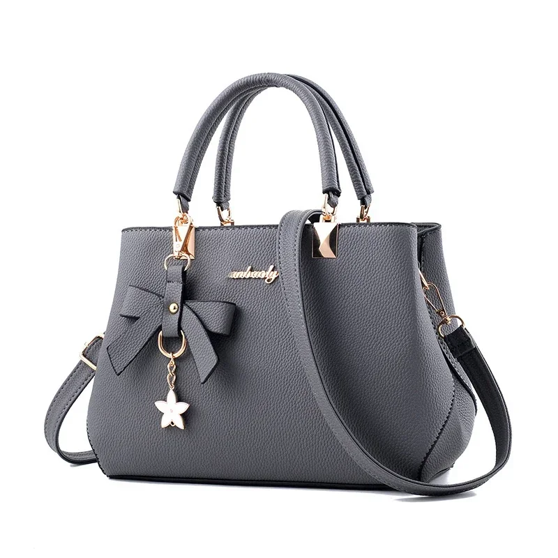 Elegant Women’s Messenger Bag with Flower Pendant – Office Lady Tote Handbag, Pure Style Crossbody & Shoulder Bag for Daily Use - Image 1