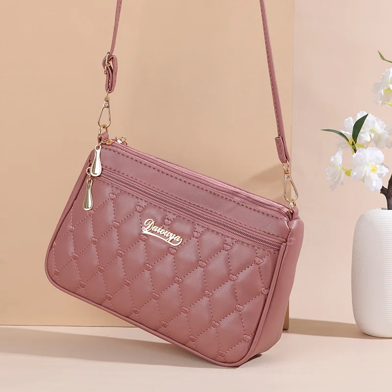 PU Leather Crossbody Shoulder Bag for Women – Large Capacity Embroidered Handbag with Zipper, Stylish Fashion Purse for Everyday Use - Image 1
