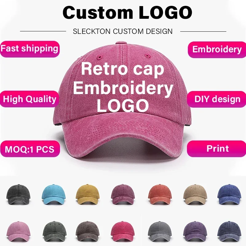 Custom Embroidered Retro Baseball Cap for Men & Women - Personalized Logo Design, DIY Graphic Print, Adjustable Fit - Image 1