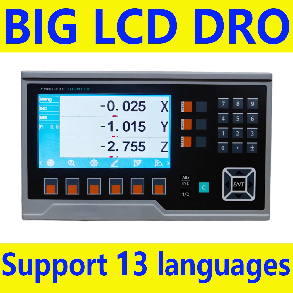 268664-fc518a.jpg BIG LCD YH800 Digital Readout DRO 2 Axis / 3 Axis (YH800-2P YH800-3P) Multi-Language Display Metal Housing Anti-Interference Milling Lathe DRO System - Image 1